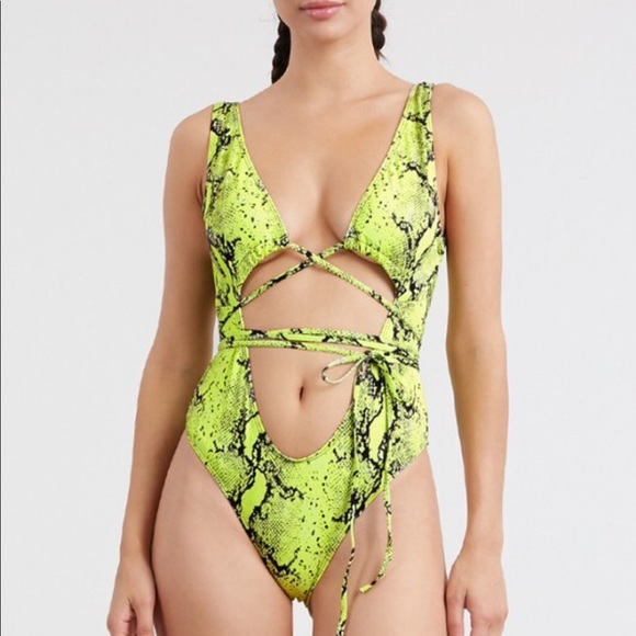 Neon Snake One Pice Swimsuit - Picture 3 of 6